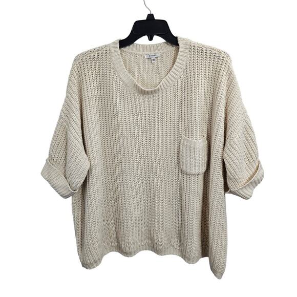 JODIFL Sweaters - Jodifl Oversized Cream Short Sleeve Women's Sweater. Size Large